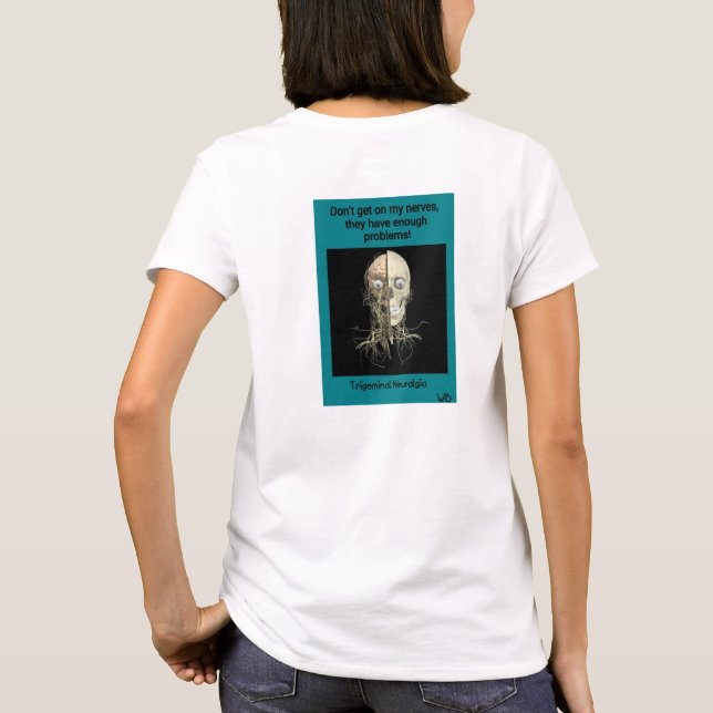 Camiseta T-shirt da consciência do Neuralgia de Trigeminal (Verso)