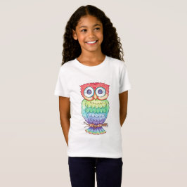 Camiseta T-shirt da coruja do arco-íris das meninas