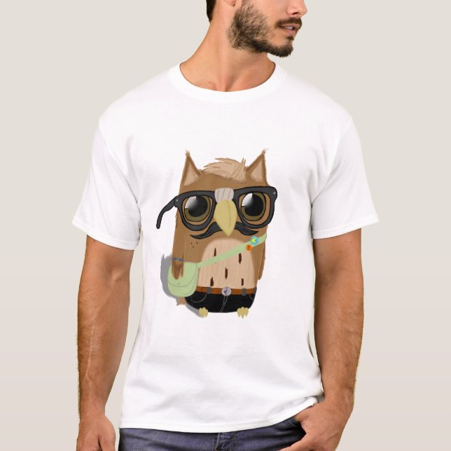 Camiseta T-shirt da coruja do hipster (Frente)
