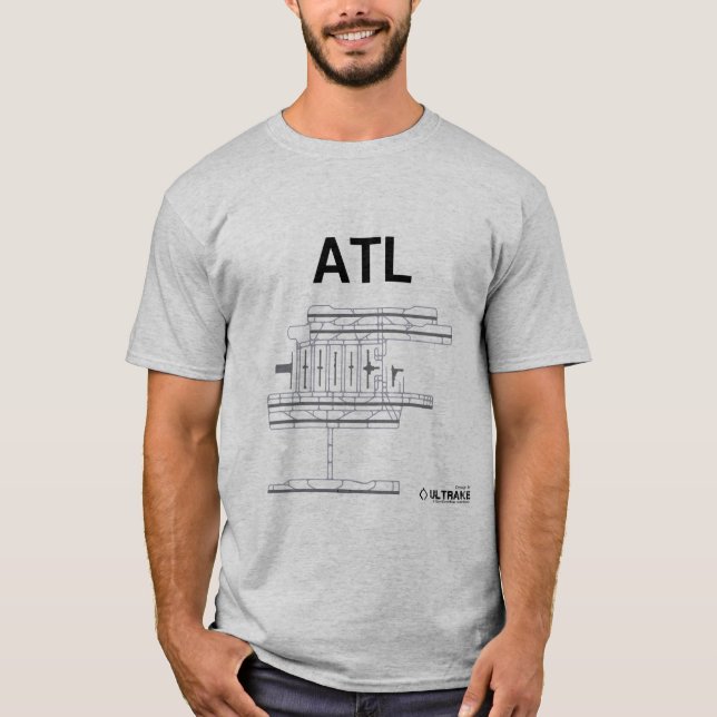 Camiseta T-shirt da disposição do aeroporto de ATL (Frente)