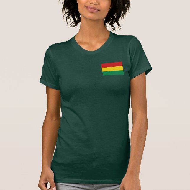Camiseta T-shirt da DK da bandeira e do mapa de Bolívia (Frente)