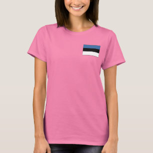 Camiseta T-shirt da DK da bandeira e do mapa de Estónia