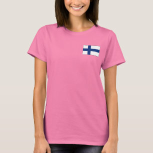 Camiseta T-shirt da DK da bandeira e do mapa de Finlandia