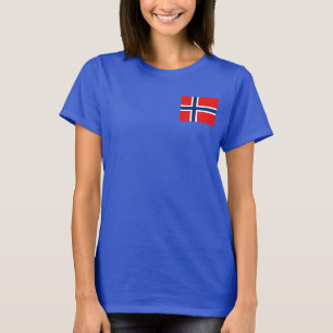 Camiseta T-shirt da DK da bandeira e do mapa de Noruega