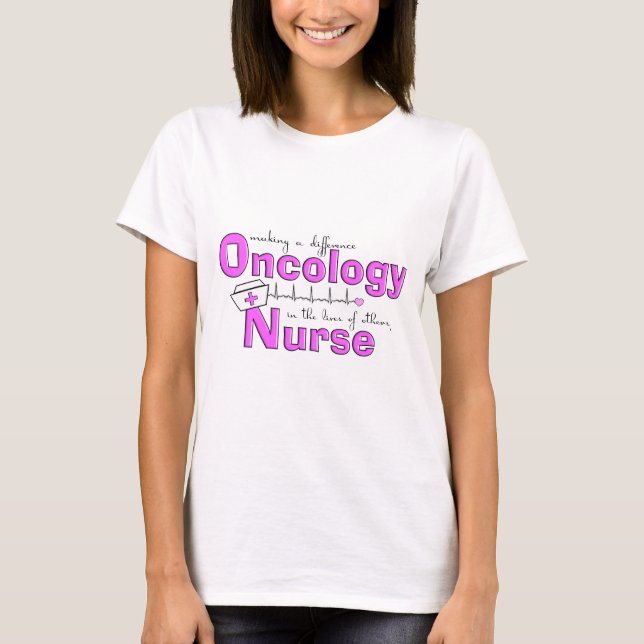 Camiseta T-shirt da enfermeira da oncologia (Frente)