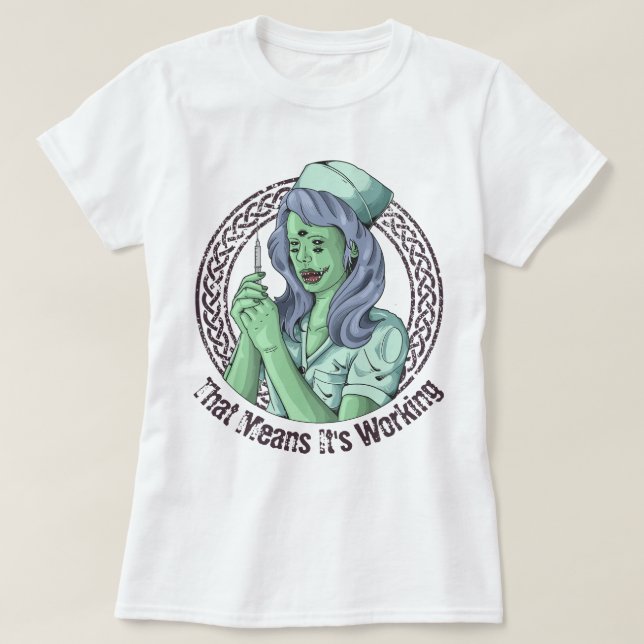 Camiseta T-Shirt da enfermeira Zombie (Frente do Design)