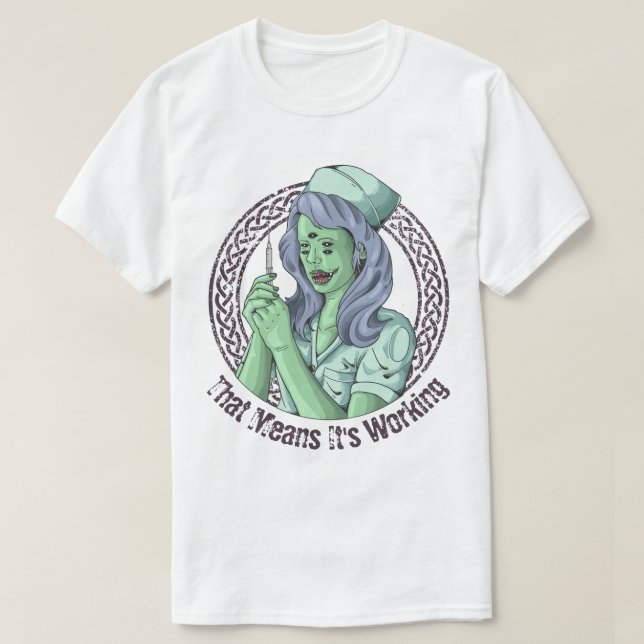 Camiseta T-Shirt da enfermeira Zombie (Frente do Design)