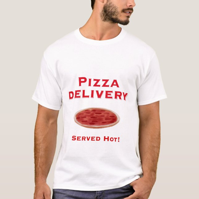 Camiseta T-shirt da entrega da pizza para homens (Frente)