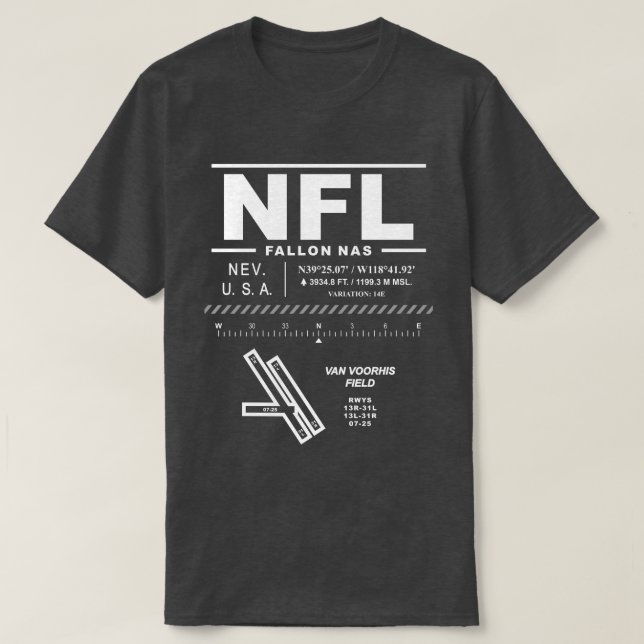 Camiseta T-Shirt da Estação Naval da NFL da Fallon NAS (Frente do Design)