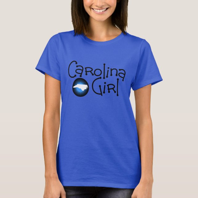 Camiseta T-shirt da explosão do azul da menina de Carolina (Frente)