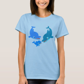 Camiseta T-Shirt da Família de Golfinhos de Cartoon Bonito