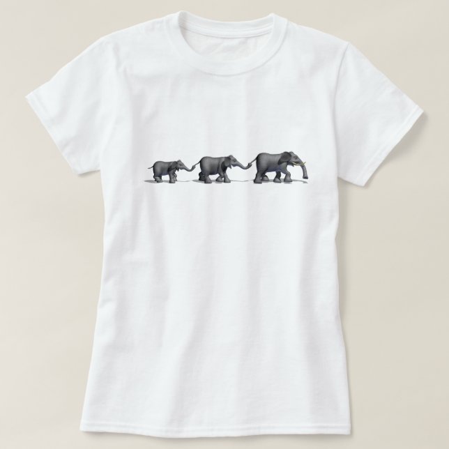 Camiseta T-shirt da família do elefante (Frente do Design)