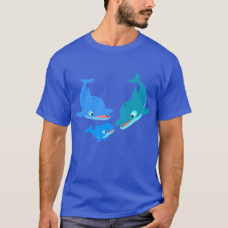 Camiseta T-Shirt da Família Golfinho de Cartoon Bonito