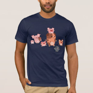 Camiseta T-Shirt da Família Porco de Cartoon Bonita