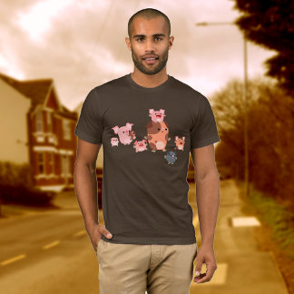 Camiseta T-Shirt da Família Porco de Cartoon Bonita