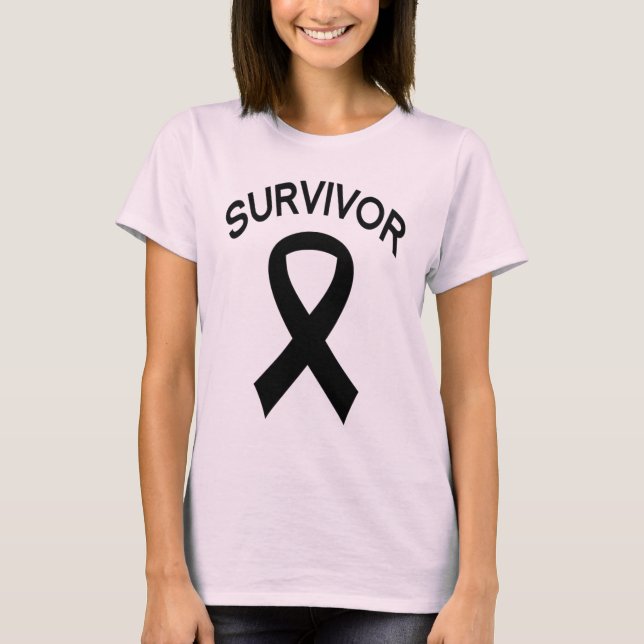 Camiseta T-shirt da fita do preto do cancer da melanoma do (Frente)