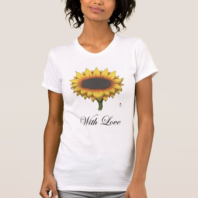 Camiseta T-shirt da flor de Sun (com amor) (Frente)
