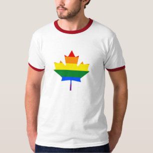 Camiseta T-shirt da folha de bordo do orgulho do arco-íris