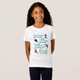 Camiseta T-shirt da ginástica das meninas da cerceta