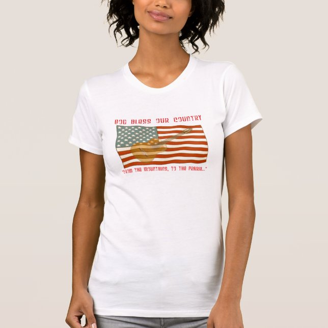 Camiseta T-shirt da guitarra da bandeira americana (Frente)