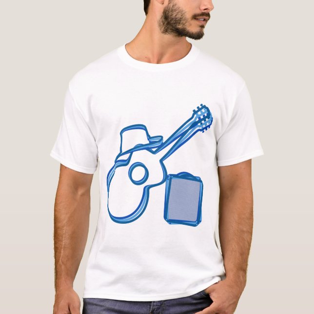 Camiseta T-shirt da guitarra dos azuis (Frente)