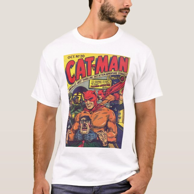 Camiseta T-shirt da história em quadrinhos #20 do Gato-Man (Frente)