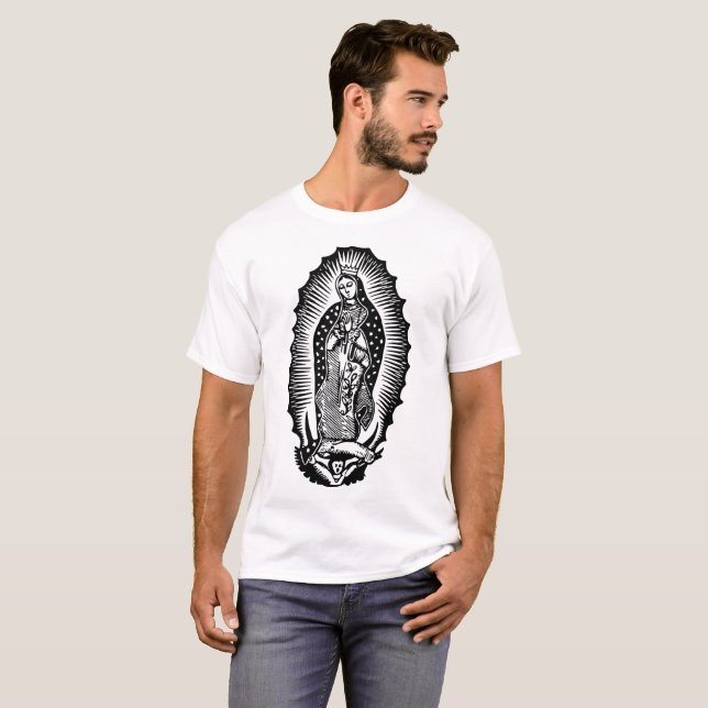 Camiseta T-shirt da ilustração de Virgen De Guadalupe (Frente Completa)