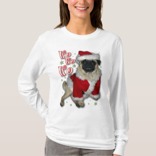 Camiseta T-shirt da luz do Pug do papai noel