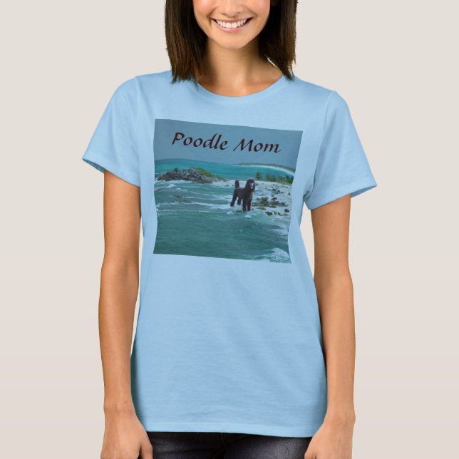 Camiseta T-shirt da mamã da praia da caniche (Frente)