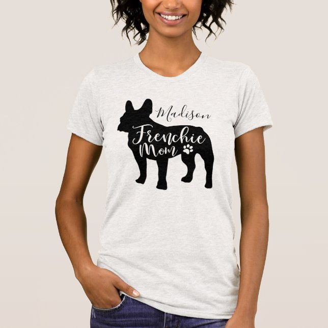 Camiseta T-shirt da mamã do buldogue francês para meninas e (Frente)
