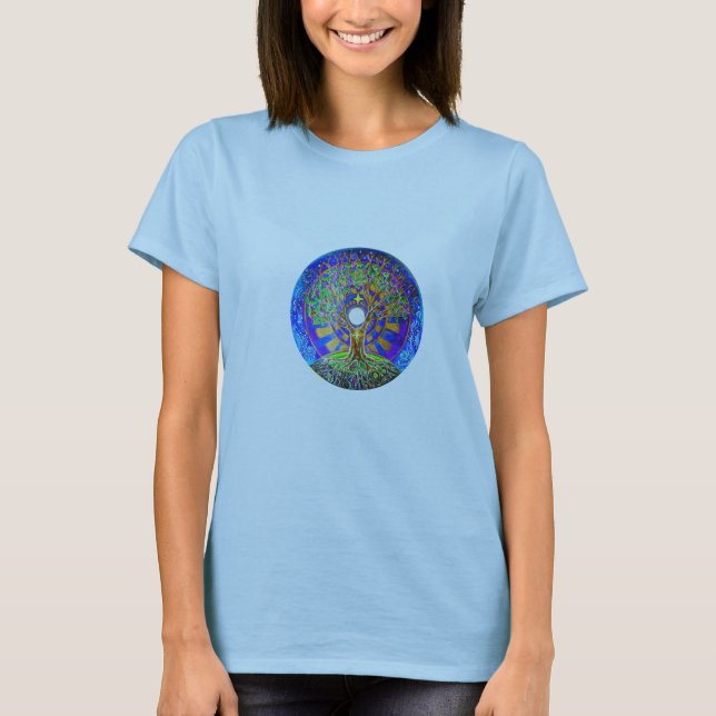 Camiseta T-shirt da mandala da Lua cheia (Frente)