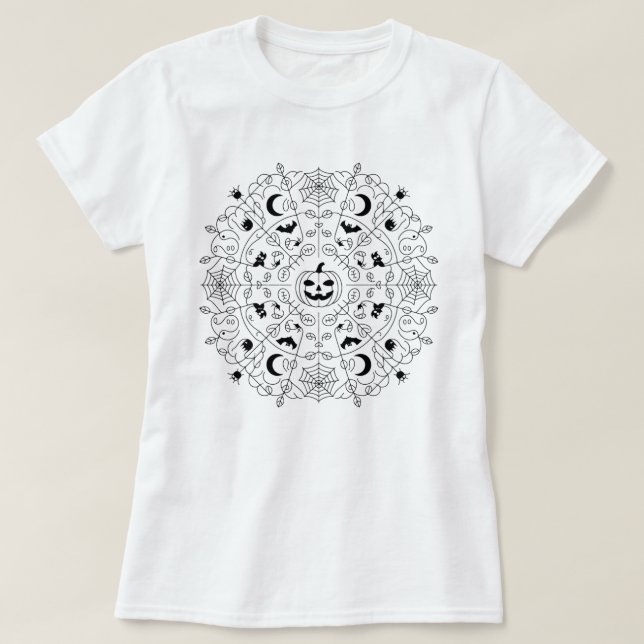 Camiseta t-shirt da mandala do Halloween (Frente do Design)