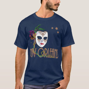 Camiseta T-shirt da máscara de Nova Orleães do damasco