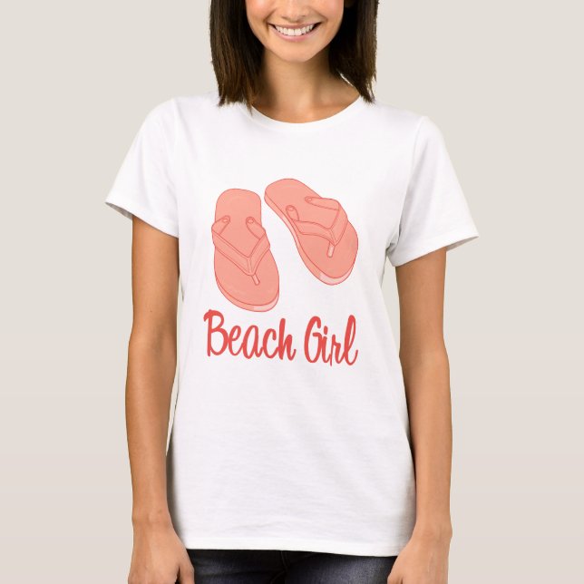 Camiseta T-shirt da menina da praia (Frente)