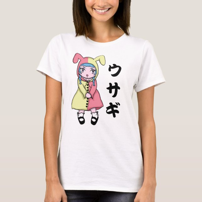 Camiseta T-shirt da menina de Kawaii Usagi (Frente)
