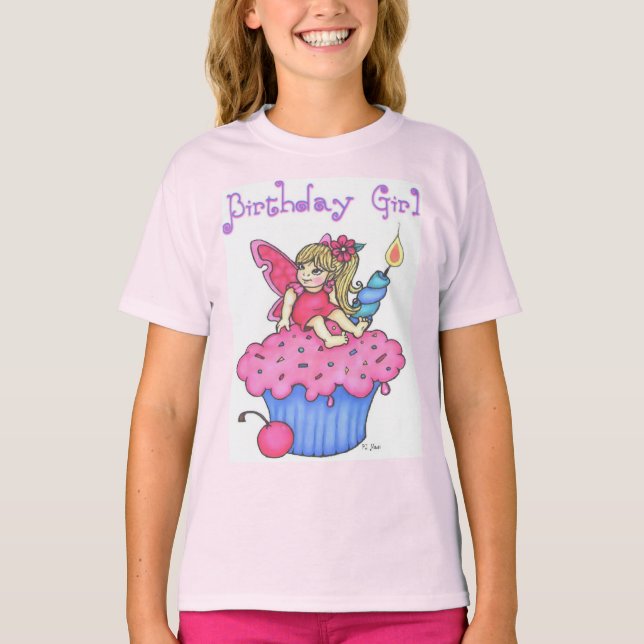 Camiseta T-shirt da menina do aniversário (Frente)