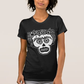 Camiseta T-shirt da menina do crânio do açúcar