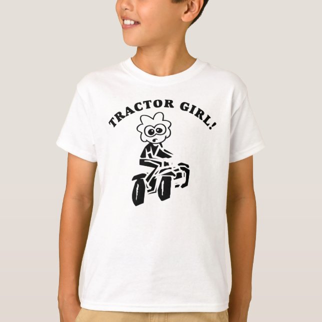 CAMISETA T-SHIRT DA MENINA DO TRATOR DO GRAMADO DOS MIÚDOS (Frente)