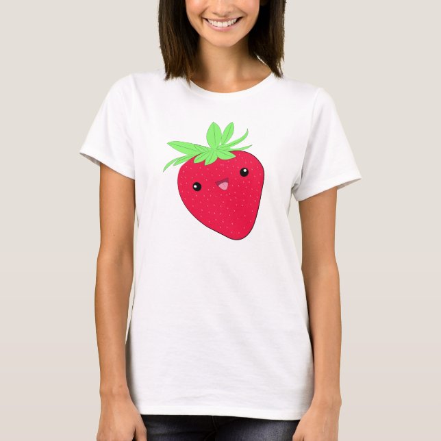 Camiseta T-shirt da morango de Kawaii (Frente)