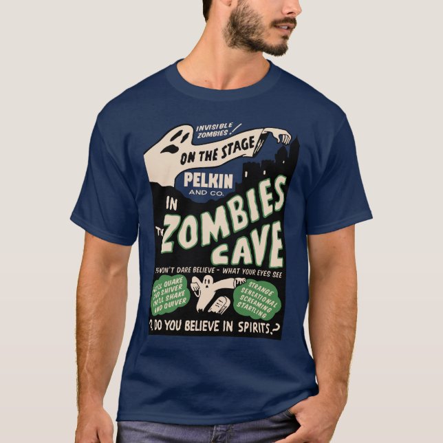 Camiseta T-shirt da mostra do susto da caverna do zombi do (Frente)