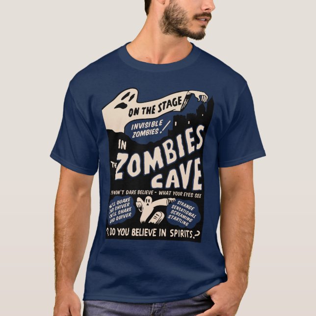 Camiseta T-shirt da mostra do susto da caverna do zombi do (Frente)