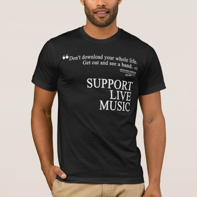 Camiseta T-shirt da MÚSICA AO VIVO do APOIO para homens e (Frente)