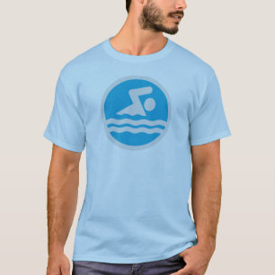 Camiseta T-shirt da natação do azul & do branco para