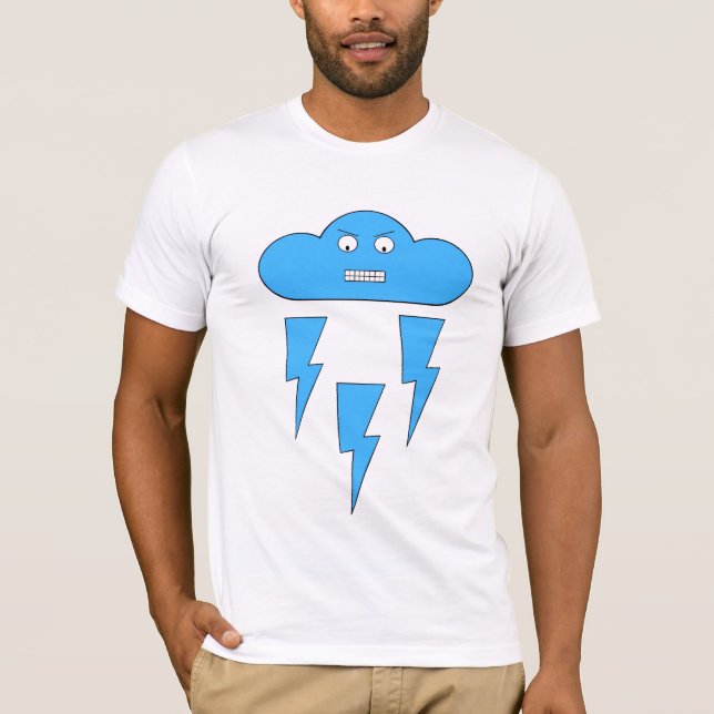 Camiseta T-shirt da nuvem do humor (irritado/relâmpago) (Frente)