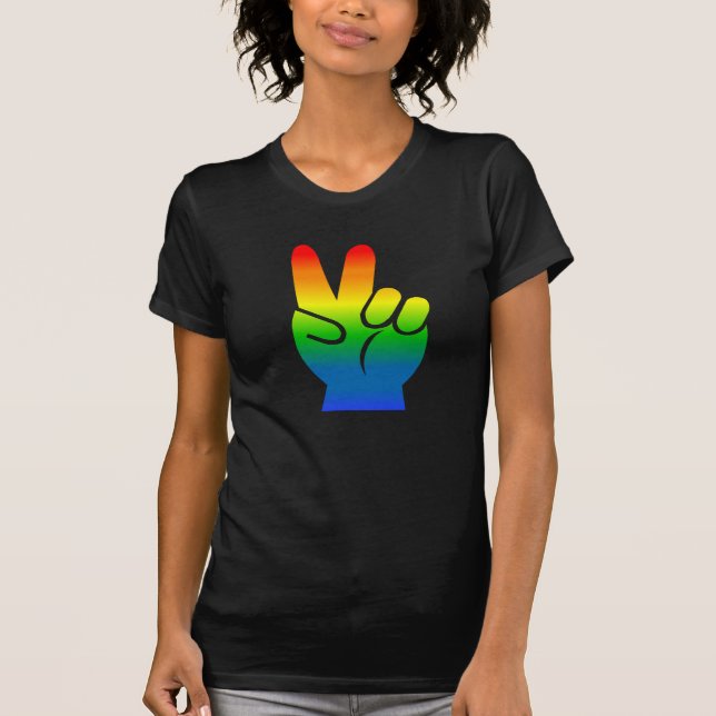 Camiseta T-shirt da obscuridade da paz do orgulho gay (Frente)