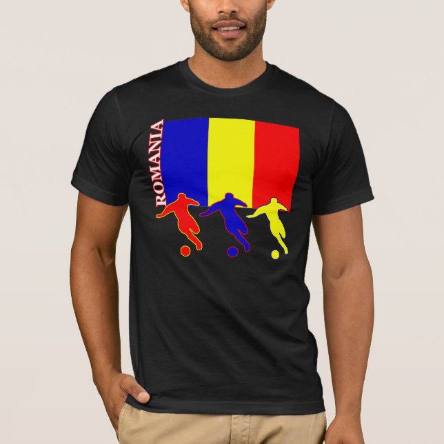 Camiseta T-shirt da obscuridade de Romania do futebol (Frente)
