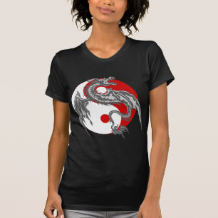 Camiseta T-shirt da obscuridade de Yin Yang do dragão
