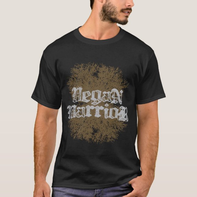 Camiseta T-shirt da obscuridade do guerreiro do Vegan (Frente)