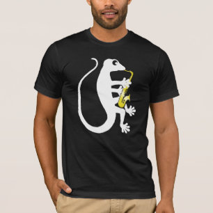 Camiseta T-shirt da obscuridade do saxofone do geco