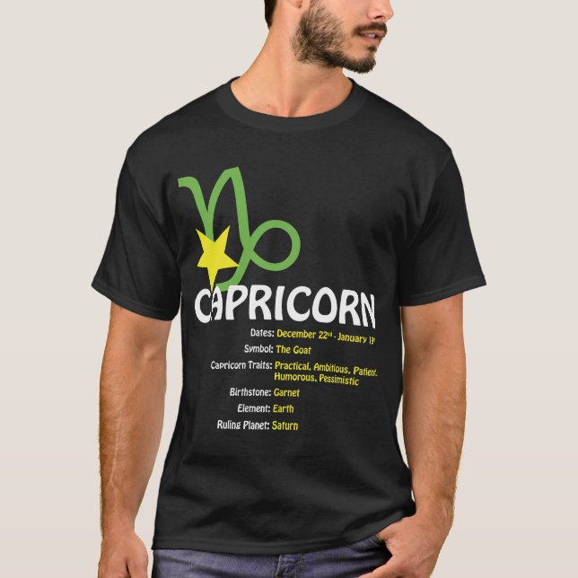 Camiseta T-shirt da obscuridade dos traços do Capricórnio (Frente)